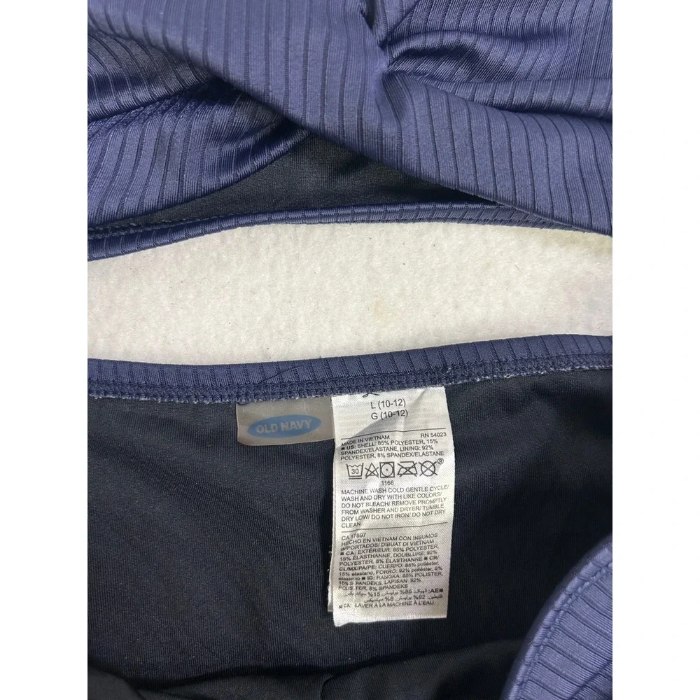 Nautical Ribbed Old Navy Girls L 10-12 Navy Blue Twist Front High Waist Swimsuit